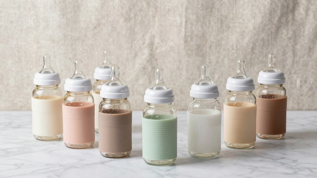 nine glass baby bottles collection